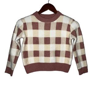 Kid's Sadie & Sage Mauve & Cream Gingham Print Sweater